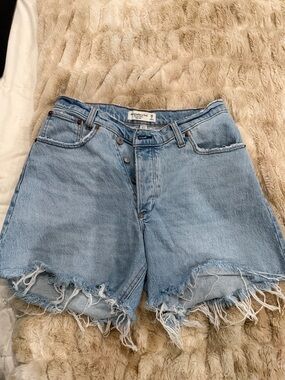 Abercrombie & Fitch Light Blue Distressed Denim Shorts